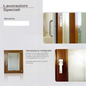 Serramenti in legno o legno alluminio particolari costruttivi Bicolore e Veneziana integrata